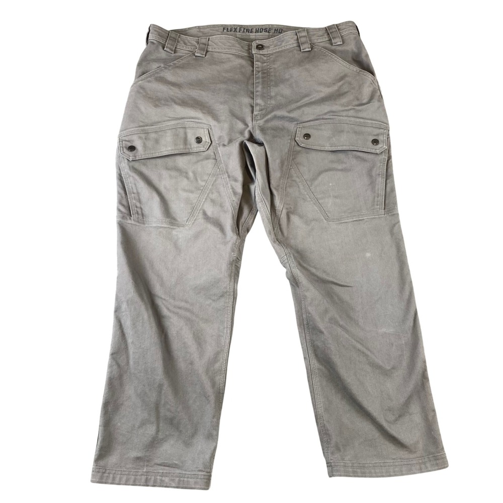 Duluth Trading Flex Fire Hose HD Cargo Pants Mens 40x29 Gray Relaxed Fit Work